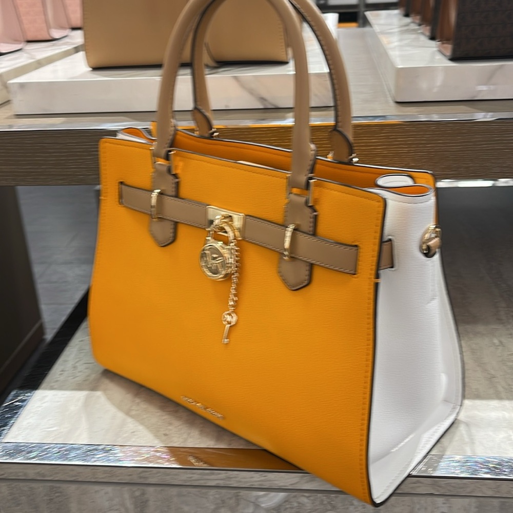 MICHAEL KORS Hamilton Medium Color-Block Leather Satchel
POP ORANGE MULTI
NWT - Picture 11 of 16
